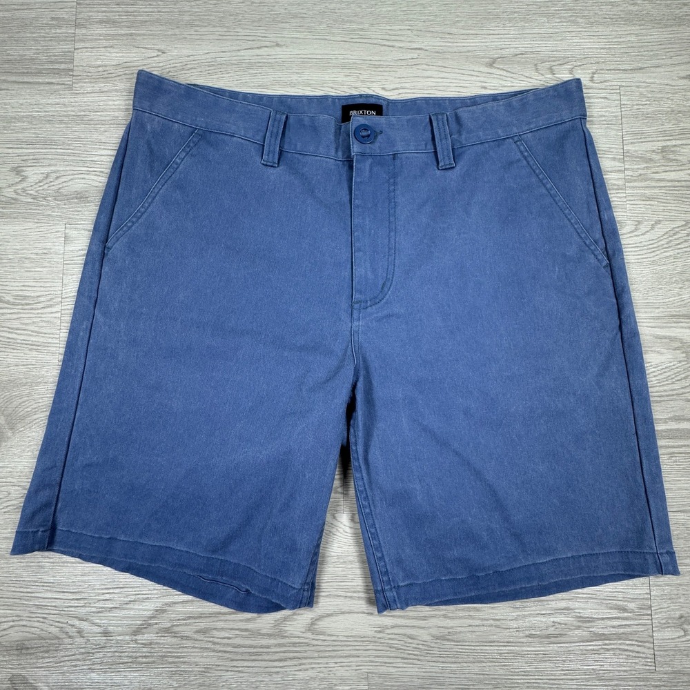 Brixton‎ Men's Choice Chino Shorts Regular Fit Blue 36 Stretch Cotton Blend